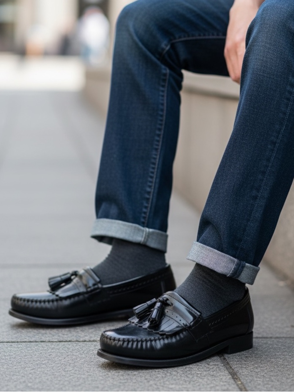 G.H. Bass Weejuns Jeremy Black Patent Tassel Loafers MJ Style Kiltie Preppy 9D